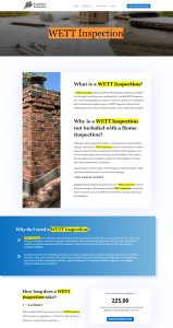 Screenshot of where we placed keywords throughout the WETT inspections service page
