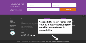 accessible website with a link labelled "accessibility" in the footer