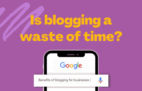 graphic of a google search 'benefits of blogging for business'