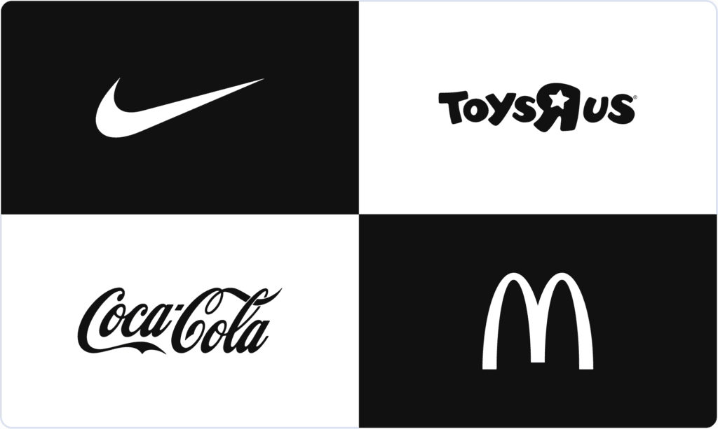 Popular brand logos in black and white