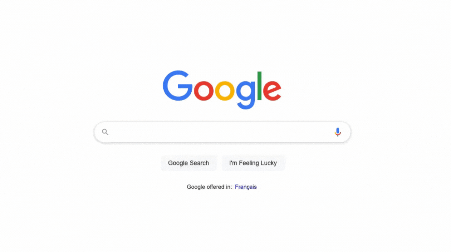Gif of google search bar about seo keywords
