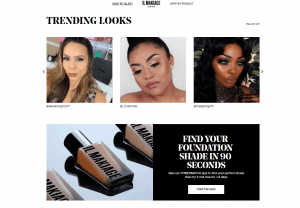 screenshot of Il Makiage homepage and interactive skin type quiz