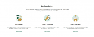 screenshot of starbucks rewards features and benefits